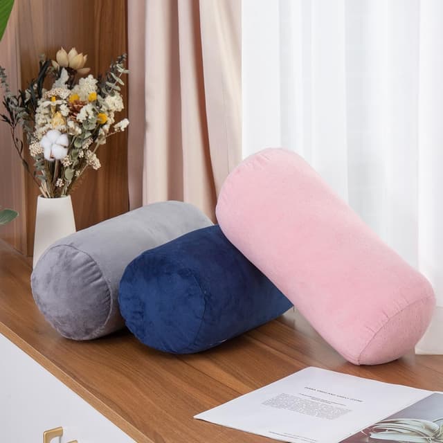 Detalle de AS AWESLING Body Pillow für Erwachsene – rundes Ganzkörper- & Nackenrollen-Kissen mit Bezug (Blau, 33 x 15 cm)
