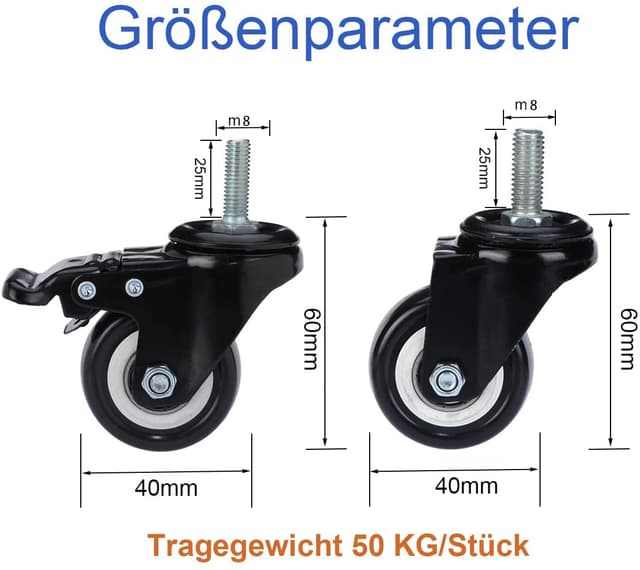 Thumbnail 3 de Lenkrollen für Möbel 40 mm Schwerlast 150 kg