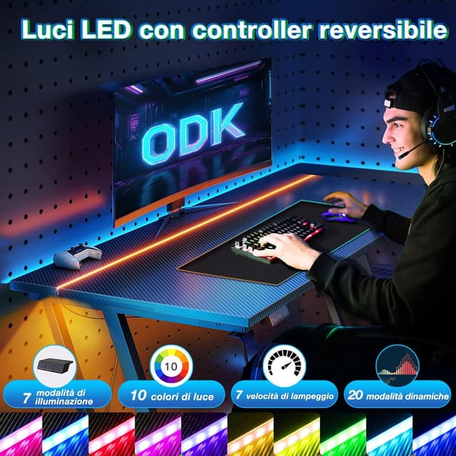 Detalle 2 de ODK Scrivania Gaming 100 × 50 cm