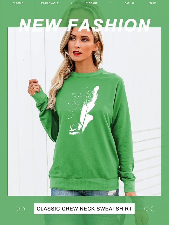 Thumbnail 5 de Pullover Sweatshirt mit Federdruck Größe S-2XL