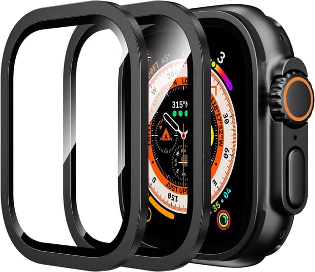 Detalle de WSKEN Tempered Glass Screen Protector for Apple Watch Ultra 3/Ultra 2 (49mm) with Titanium Alloy Frame