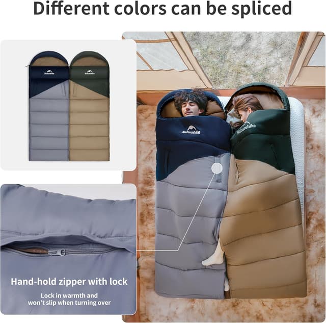 Detalle 2 de Naturehike Sac de couchage Compact 3 saisons avec capuche (220 x 85 cm) + sac de compression