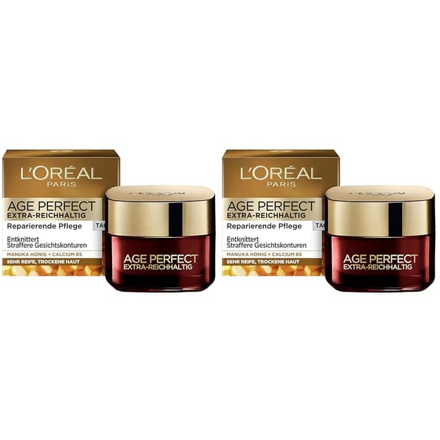Detalle de L’Oréal Paris Age Perfect Extra-Reichhaltig Tagespflege (Anti-Aging) mit Manuka Honig und Calcium B5, 50 ml im 2er-Pack