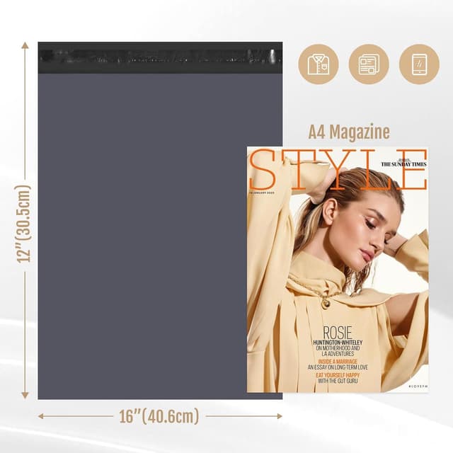 Detalle de Switory Parcel Bags Mailing 12x16 Inch Self-Seal Waterproof Postal Bags (Grey) – 50 Pack