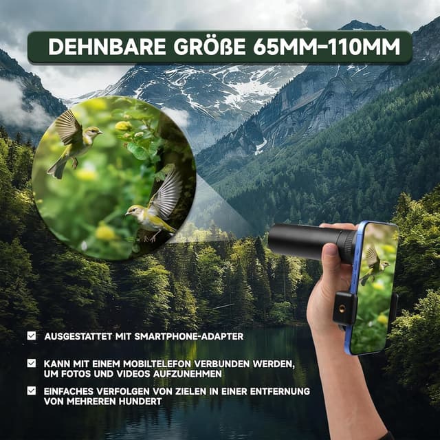 Thumbnail 6 de BOSTRON 7x32 HD Monokular mit Smartphone-Adapter, wasserdicht & stickstoffgefüllt – 176 m/1000 m Weitwinkel