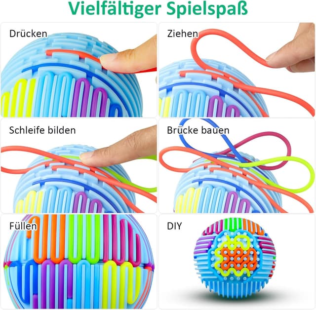 Thumbnail 2 de Bola sensorial de silicona 16 cuerdas azul