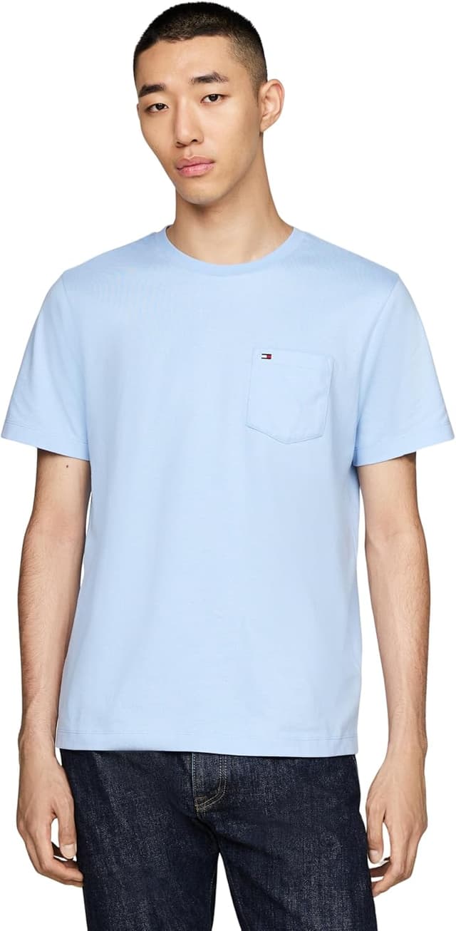 Detalle de Tommy Hilfiger T-Shirt manches courtes homme Essential à poche poitrine en coton