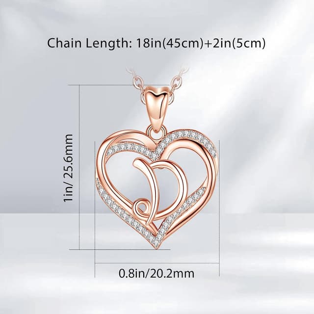 Detalle 2 de INFUSEU Collana con ciondolo cuore e lettera A-Z in rame placcato oro rosa