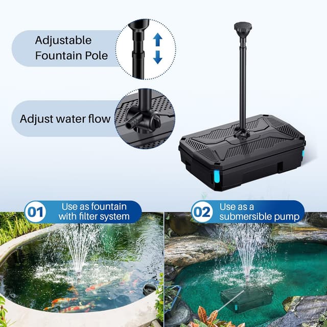 Detalle de Biling Pond Filter Pump with UV Clarifier Light (2500L/H) All-in-One for Garden Ponds