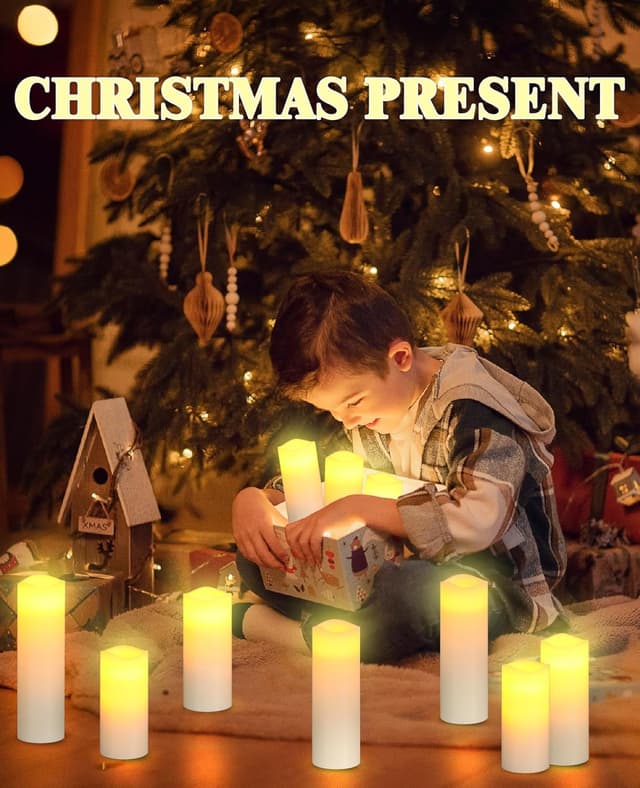 Detalle 2 de Da by velas LED 12 sin llama, marfil con control remoto 🕯