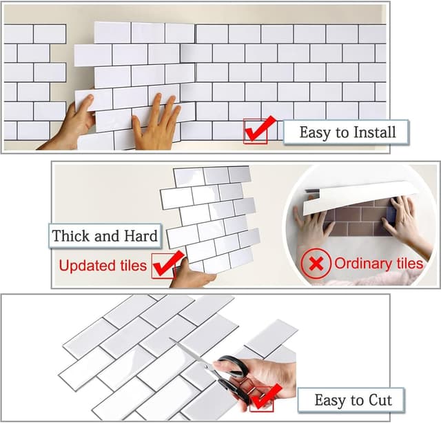 Thumbnail 3 de Yoillione Plus crédence adhésive métro blanc 3D 10 pcs 🧱