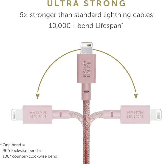 Detalle de Native Union Night Cable (10ft) – Ultra-strong MFi Lightning to USB charging cable for iPhone