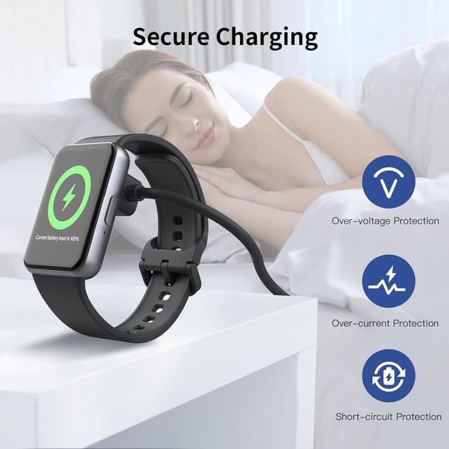 Detalle de TiMOVO Magnetic USB Replacement Charging Cable for Samsung Galaxy Fit 3 SM-R390 (2-Pack) – Black