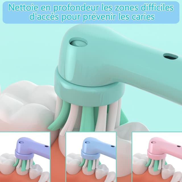 Detalle de Sulkiwe Brossette de rechange compatibles Oral-B Enfant (Pro Kids / Pro Junior) – 16 têtes à poils souples