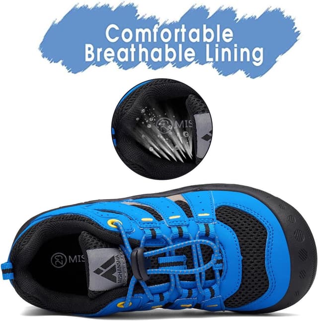 Detalle de Mishansha Jungen Mädchen Wanderschuhe mit Klettverschluss – rutschfeste, flexible Walkingschuhe (Gr. 24–38)