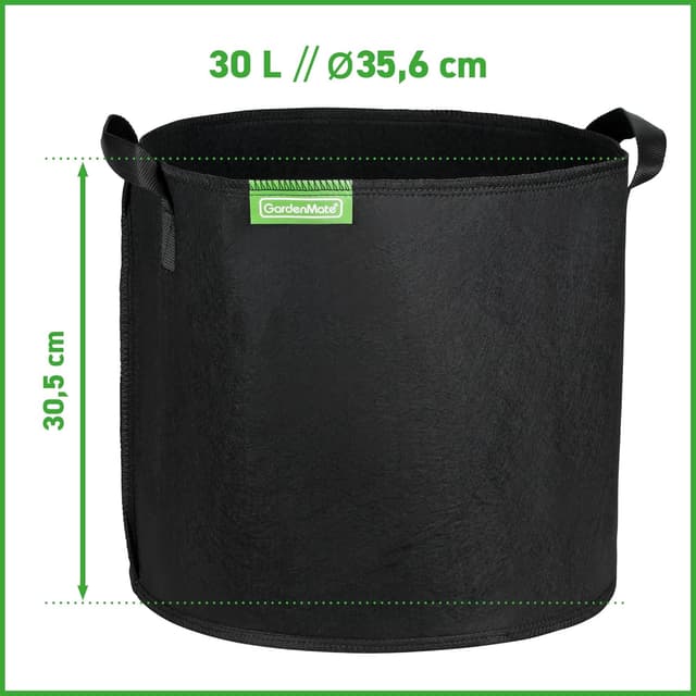 Detalle 2 de GardenMate 5X 30L Pflanzsack aus Vliesstoff Blackline (Ø 35,6 cm, Höhe 30,5 cm)