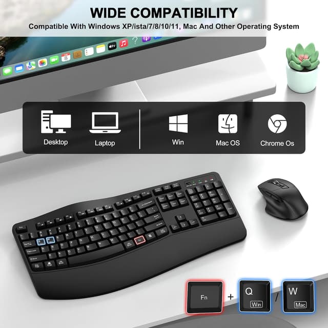 Thumbnail 6 de Wireless Keyboard and Mouse Combo 2.4G Ergonomic