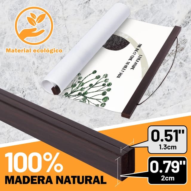 Detalle de Benjia magnetische Posterschiene (61 x 91,5 cm) aus Nussbaum – veränderbar ohne Klebestreifen