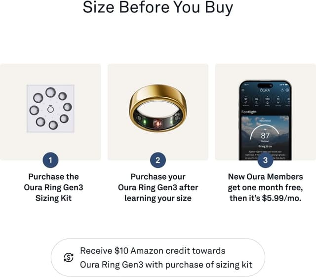 Detalle de Oura Ring Gen3 Horizon, misura 13 in Gold: monitora sonno e frequenza cardiaca fino a 7 giorni