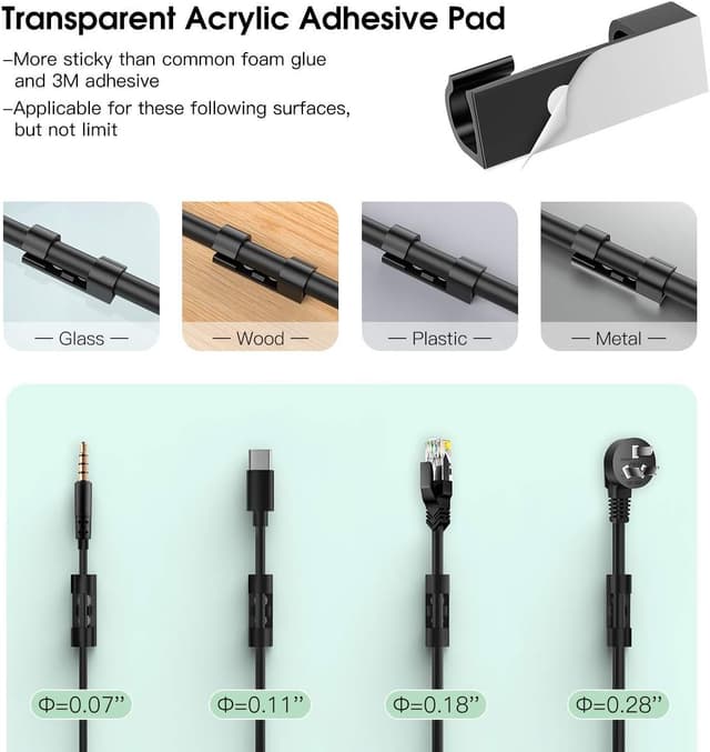 Detalle de AGPTEK 70PCS Clips Câbles Rangement 70 pièces