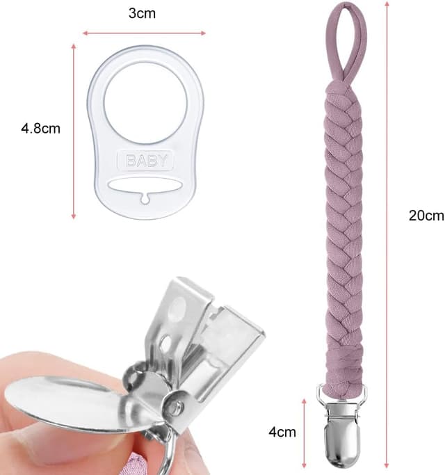 Detalle 2 de Aolso Catenella Portaciuccio intrecciata in cotone con adattatore in silicone (confezione da 4 catenelle)