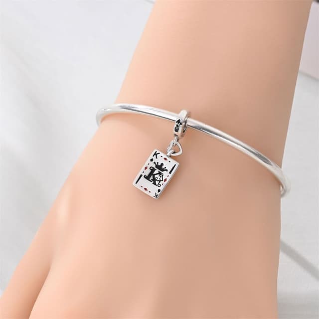 Detalle 2 de QIKAOLA S925 Sterling Silber Charm Perlen im Tarotkarten-Design für Pandora-Armbänder und Ketten