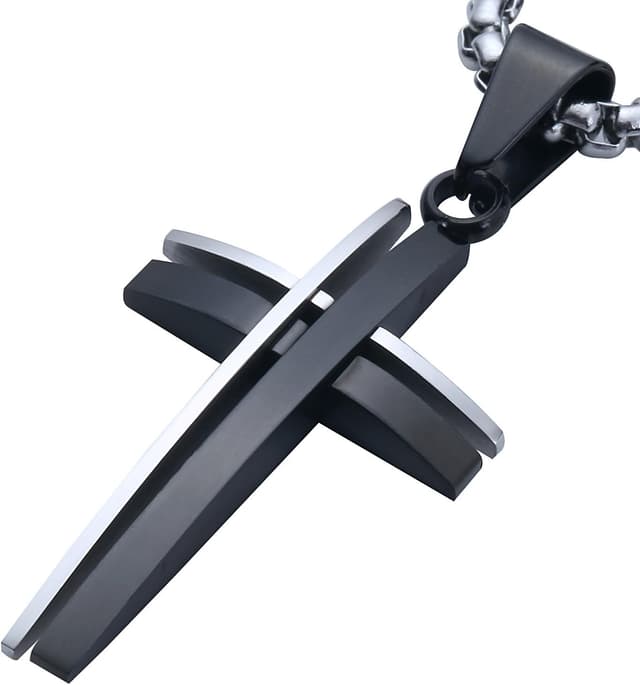 Detalle 2 de DonDon Collana Uomo con Ciondolo Croce 4,4 cm