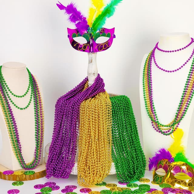 Thumbnail 3 de EOBOH 144PCS Mardi Gras Beads 33 in Necklace