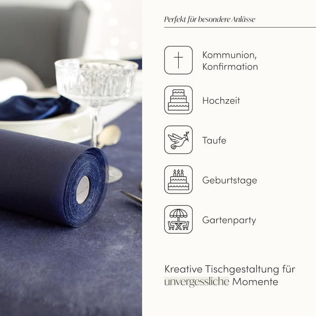 Thumbnail 1 de 100%Mosel Vlies Tischläufer Nachtblau 30 cm