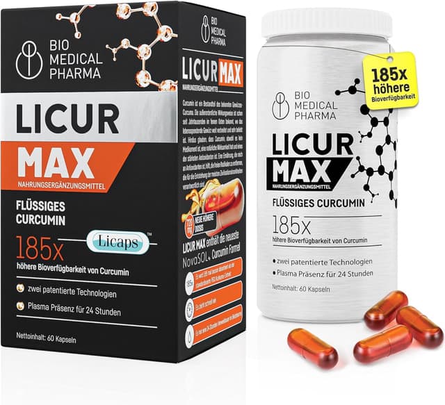 Detalle de Kurkuma Kapseln Hochdosiert Mizellen Curcumin NovaSOL – Licur Max (60 vegane Kapseln)