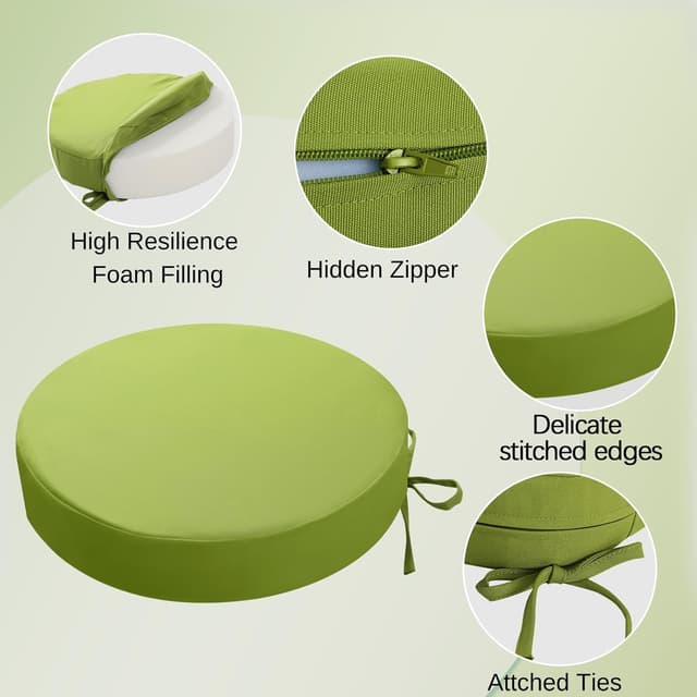 Thumbnail 4 de PRIMEPATIO Round Chair Cushions 2 Pack 38x38cm Green