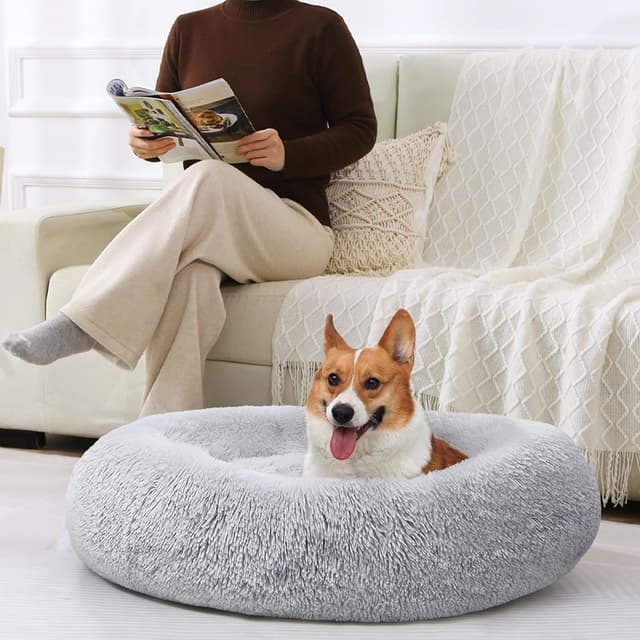 Thumbnail 6 de JOLLYVOGUE Dog & Cat Donut Bed (23") for Calming Anti-Anxiety Comfort