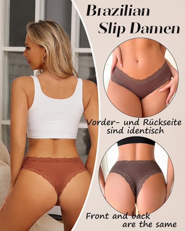 Detalle de FINETOO Unterhosen Damen Brazilian Slip Mehrpack 6