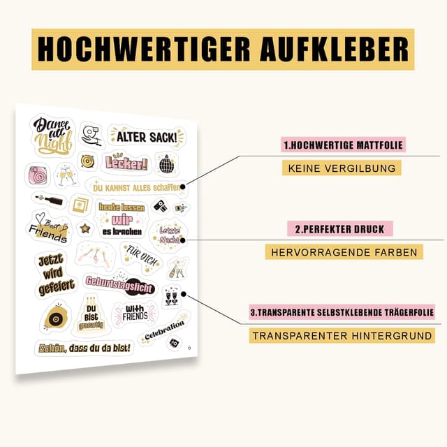 Thumbnail 3 de Hongma Geburtstag Sticker Set Transparent 160 Motive