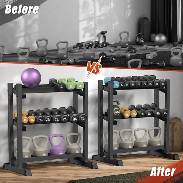 Thumbnail 6 de 3-Tier Dumbbell Rack 1100LB Capacity Weight Rack ๐