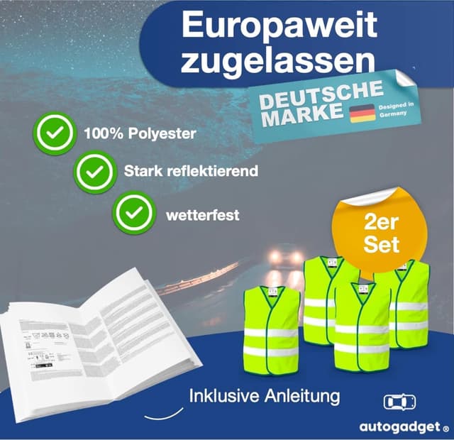 Detalle 2 de 2X Gilet di Sicurezza Auto 2026 Giallo ISO20471