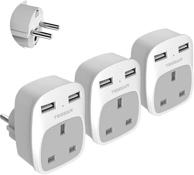 Detalle de TESSAN UK to Europe plug adapter 3 pack