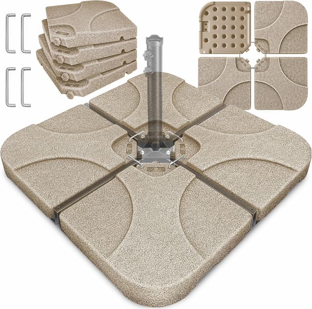 Detalle de KESSER Sonnenschirmständer 4-teilig für Ampelschirm – befüllbar (60 Liter / bis 80 kg) inkl. Metallverbinder