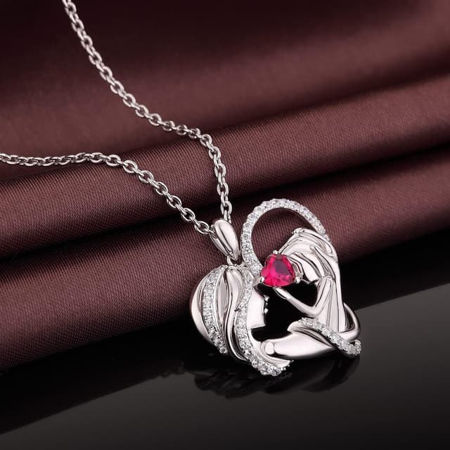 Detalle 2 de Miaofu Halskette Damen „Mutter und Tochter“ mit Herz aus 925 Sterling Silber & 5A Zirkonia, 45–48 cm