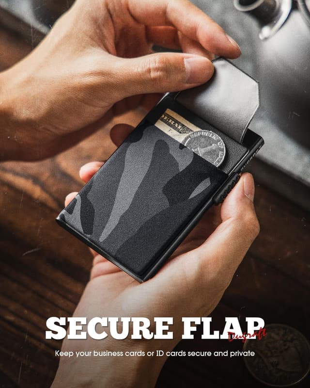 Detalle de DUGRAFT Men’s Pop-Up Aluminium Credit Card Holder Wallet with RFID Blocking & Coin Pocket