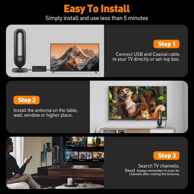 Thumbnail 5 de Indoor TV Aerial for Smart TV 2025 with Signal Booster