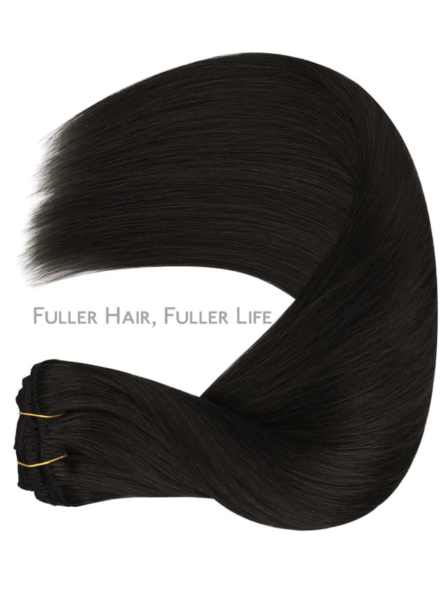 Thumbnail 6 de WENNALIFE Clip-in Echthaar Extensions (Remy), 7-teilig, 30 cm, #1B Natürliches Schwarz