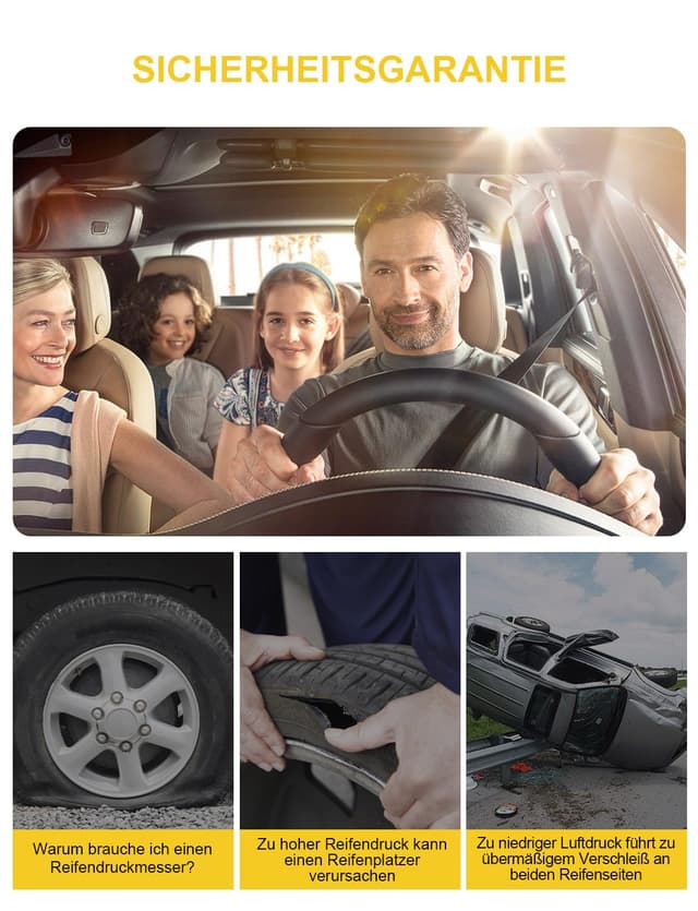 Thumbnail 5 de BURNNOVE Reifenfüller Digitaler Reifendruckprüfer 220PSI Multifunktional Luftdruckprüfer mit mehrere Ersatzteile Reifenfüll-Messgerät für Autos Motorräder Geländefahrzeuge und Fahrräder
BURNNOVE Reifenfüller Digitaler Reifendruckprüfe…