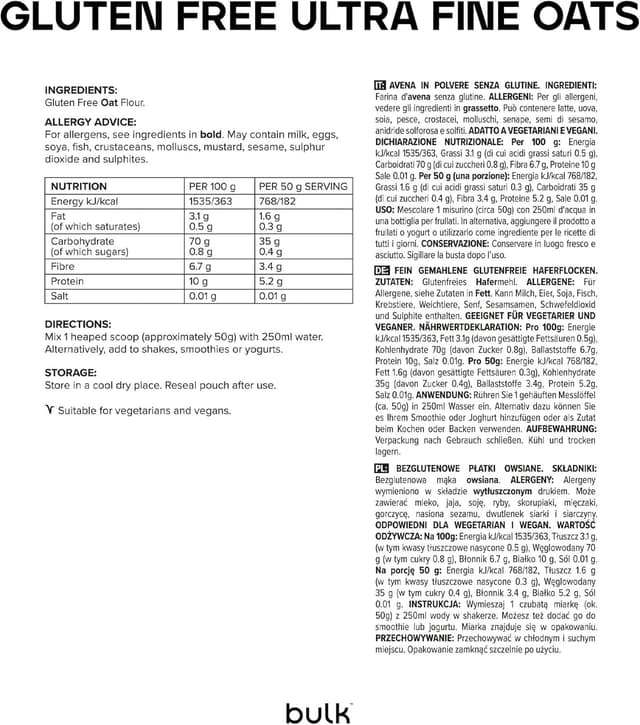 Thumbnail 1 de Bulk Harina de Avena Ultrafilada Sin Gluten 1kg 🌾