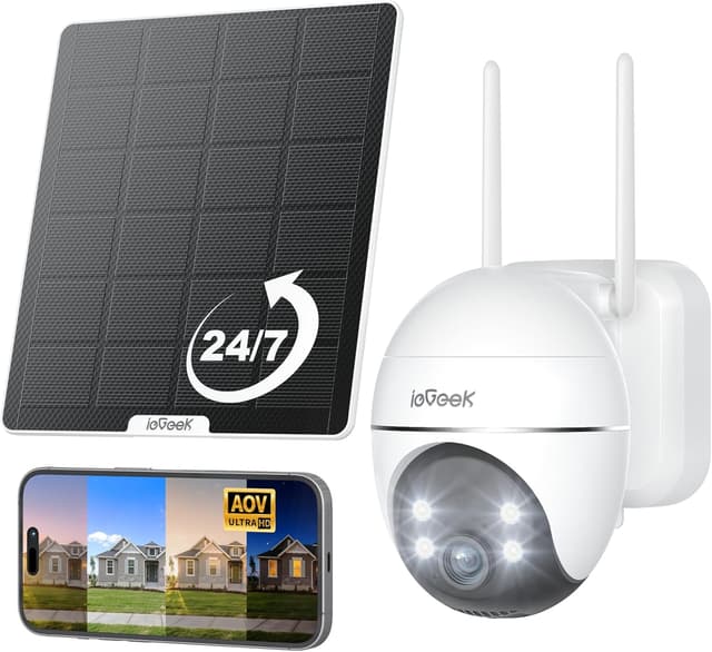 Detalle de ieGeek S7 telecamera 2K Wi-Fi solare 360°