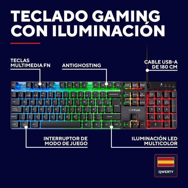 Detalle de Trust Gaming GXTrust 835 Azor teclado 8 teclas