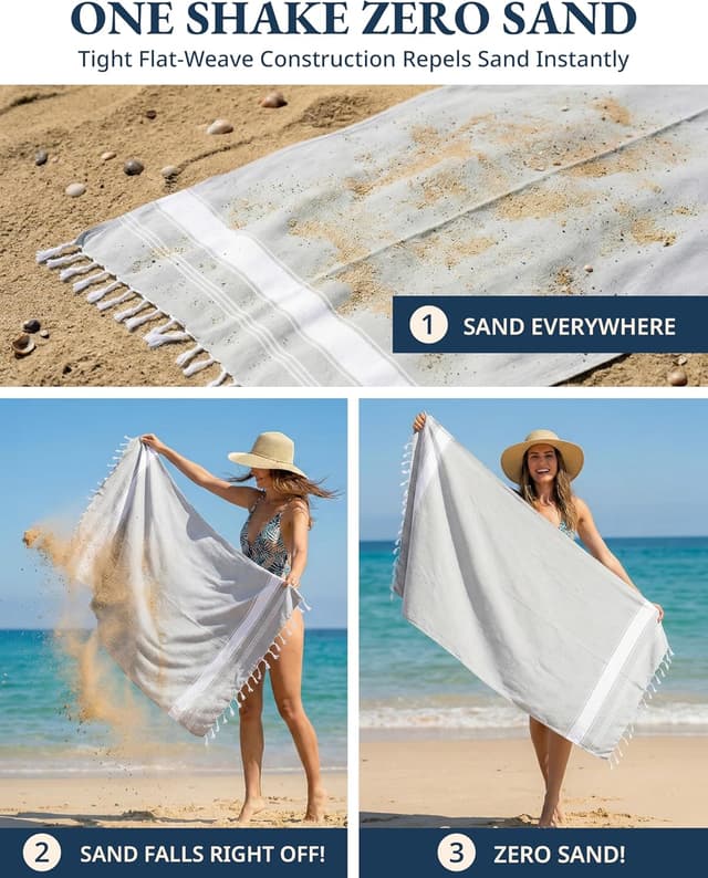 Detalle de Lane Linen Beach Towels 39x71