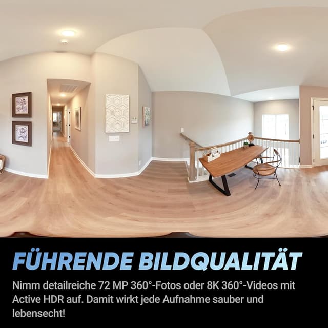 Detalle 2 de Insta360 X4 Virtuelle Touren-Bundle (72 MP) für 360°-Fotos & Videos – mit auswechselbarem 2290 mAh Akku