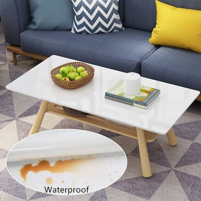 Detalle de Decoroom Papel Adhesivo Blanco Brillo 40x300cm, Impermeable, Autoadhesivo