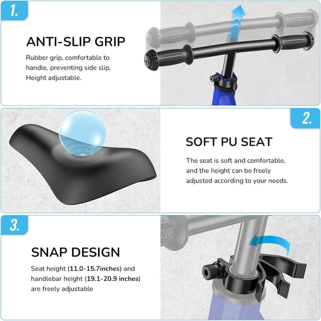 Detalle de Umatoll Toddler Balance Bike (No-Pedal) for Ages 18 Months–5 Years with Tool-Free Adjustment